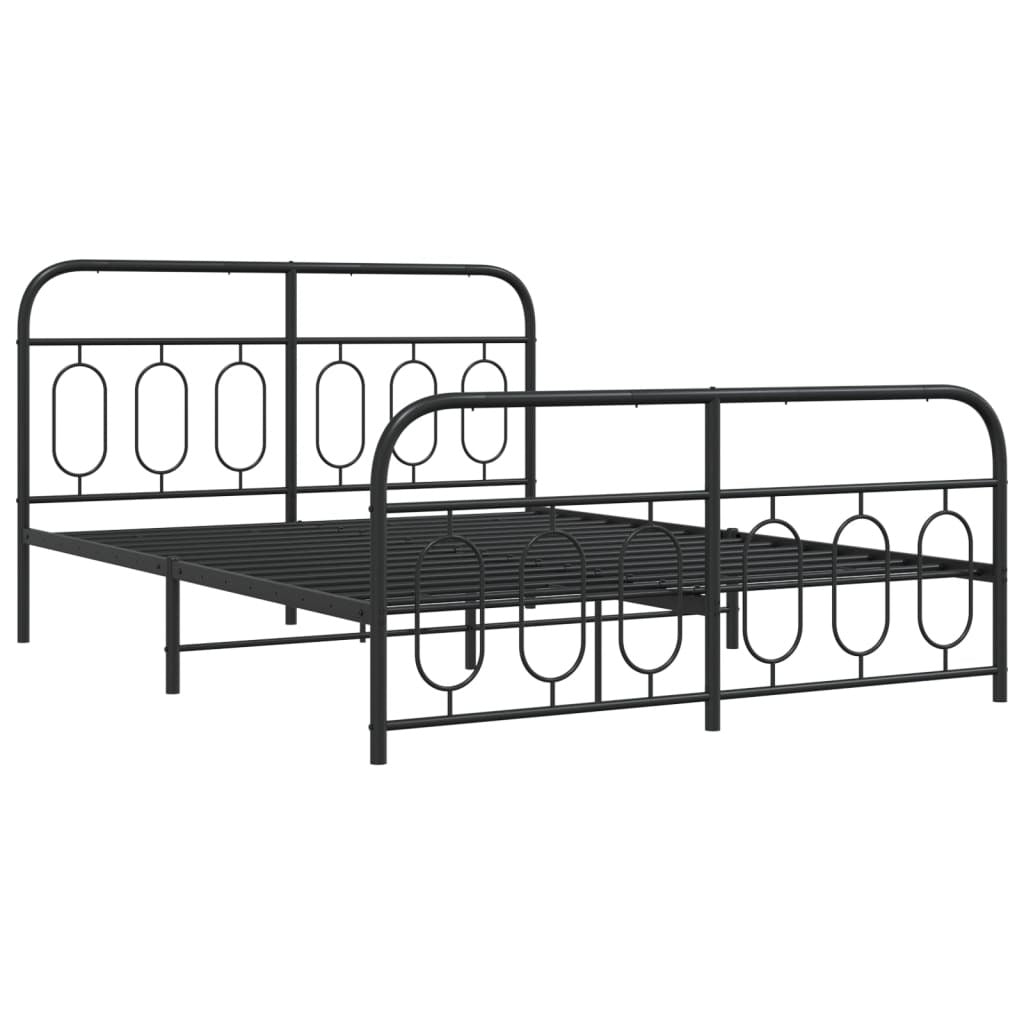 Metal Bed Frame without Mattress with Footboard Black 59.1"x78.7