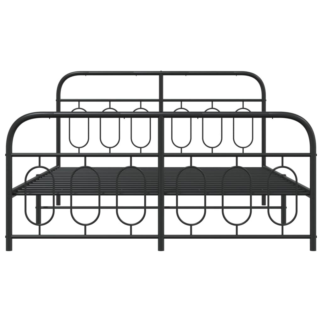 Metal Bed Frame without Mattress with Footboard Black 59.1"x78.7