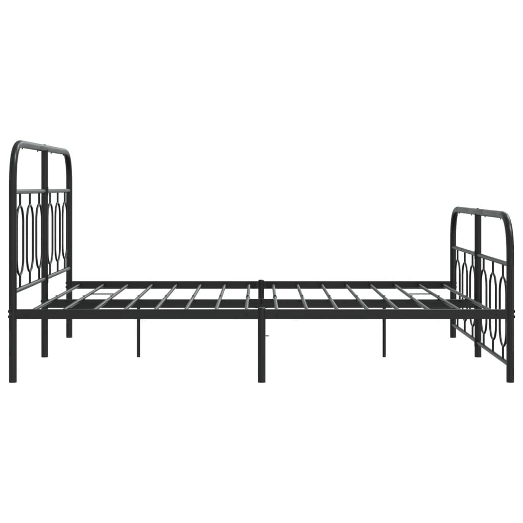Metal Bed Frame without Mattress with Footboard Black 59.1"x78.7