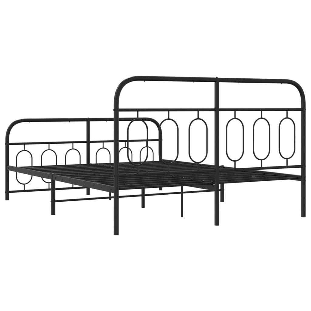 Metal Bed Frame without Mattress with Footboard Black 59.1"x78.7