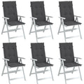 Highback Chair Cushions 6 pcs Melange Anthracite 47.2"x19.7"x1.6" Fabric