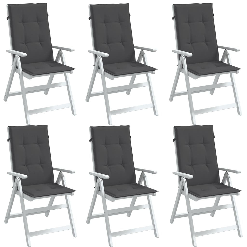 Highback Chair Cushions 6 pcs Melange Anthracite 47.2"x19.7"x1.6" Fabric