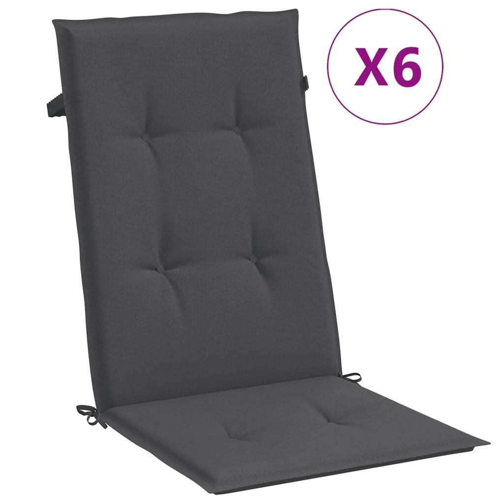 Highback Chair Cushions 6 pcs Melange Anthracite 47.2"x19.7"x1.6" Fabric
