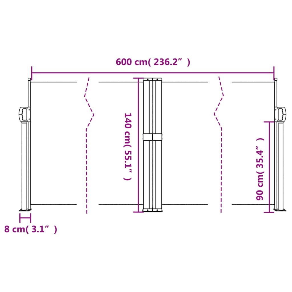 Retractable Side Awning Anthracite 55.1"x236.2