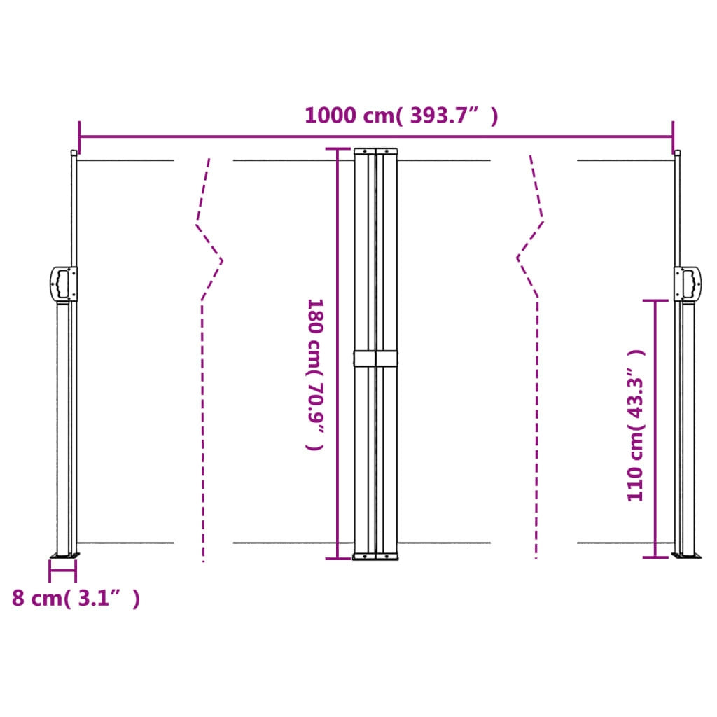 Retractable Side Awning Anthracite 70.9"x393.7
