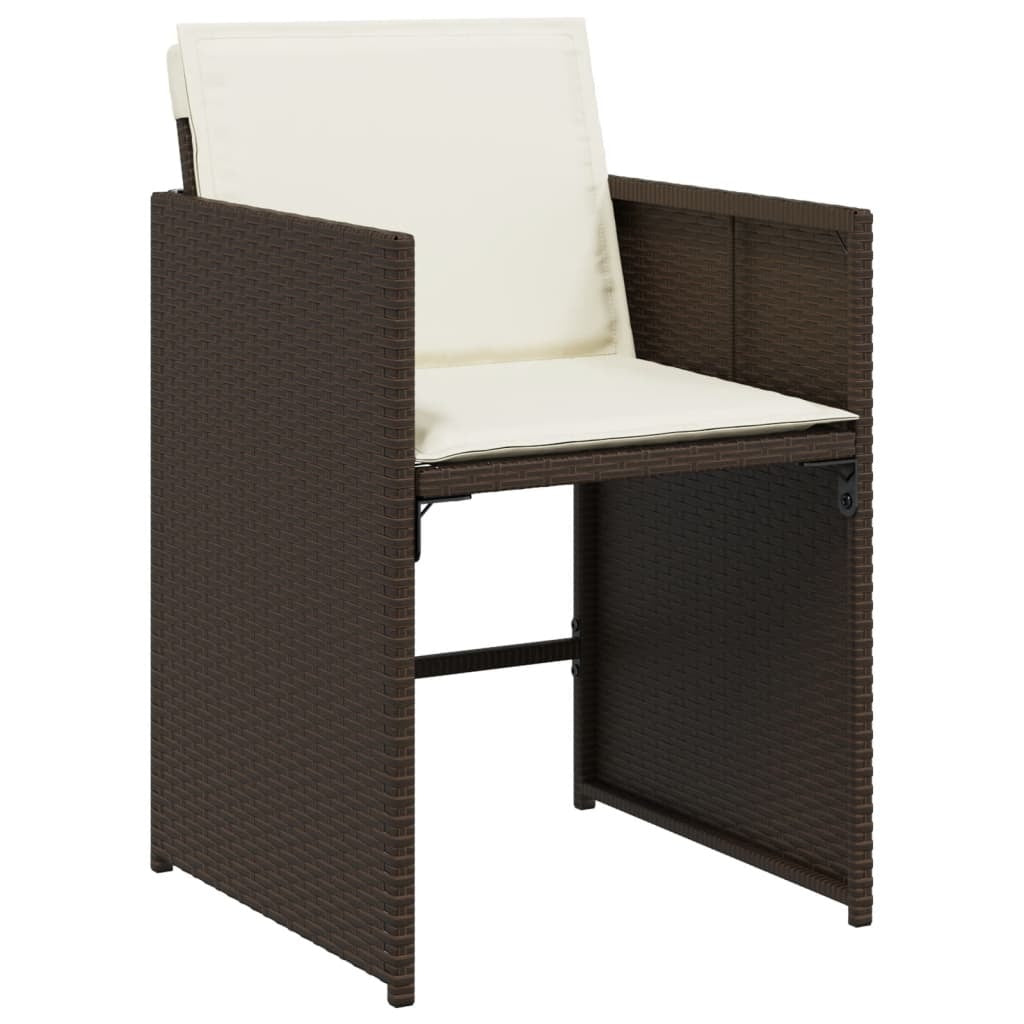 Patio Chairs with Cushions 4 pcs Brown Poly Rattan