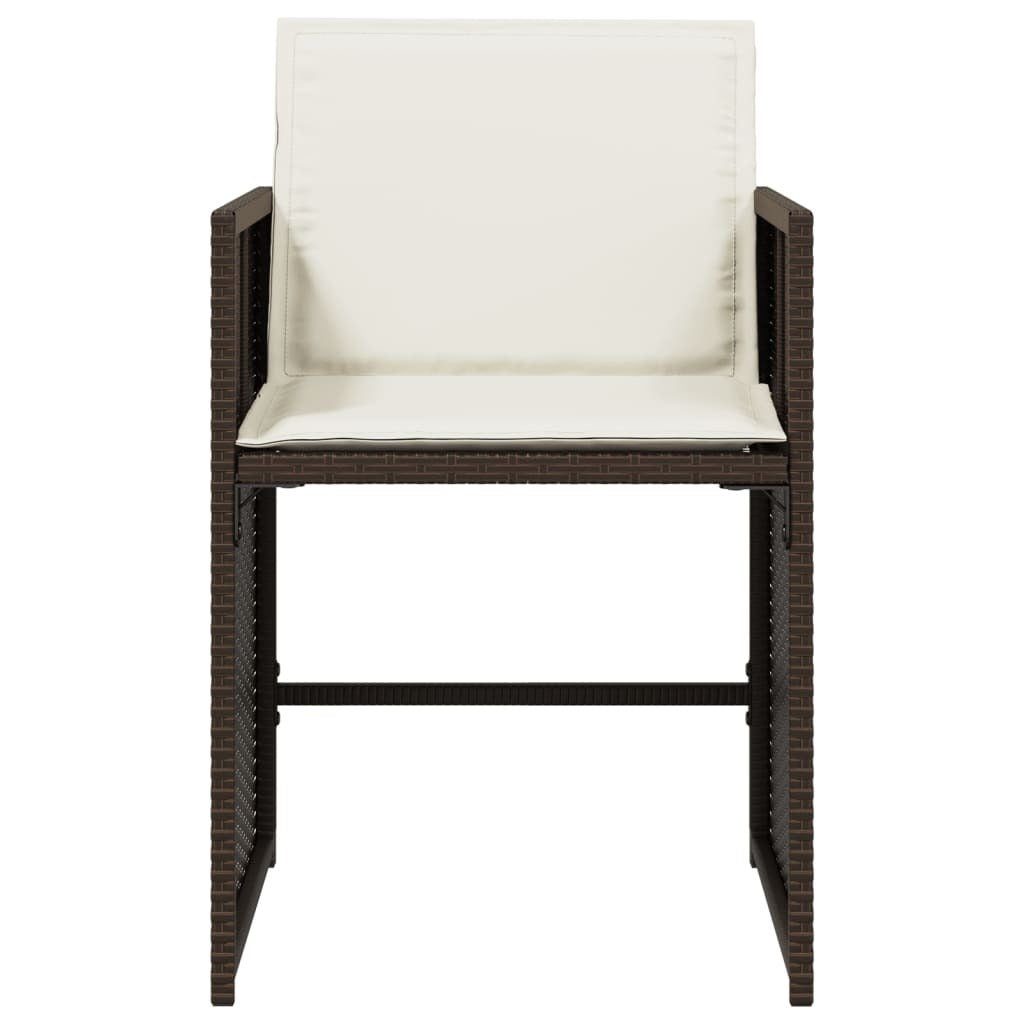 Patio Chairs with Cushions 4 pcs Brown Poly Rattan