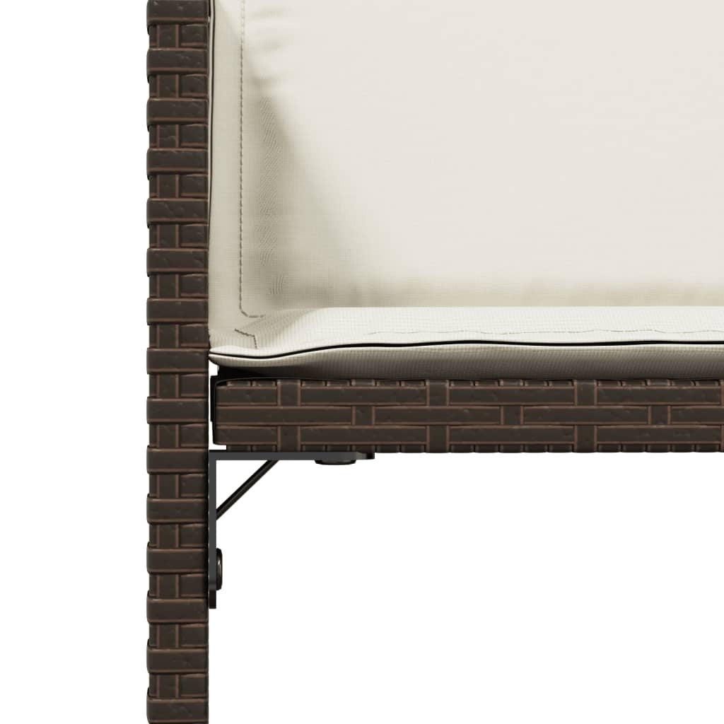 Patio Chairs with Cushions 4 pcs Brown Poly Rattan