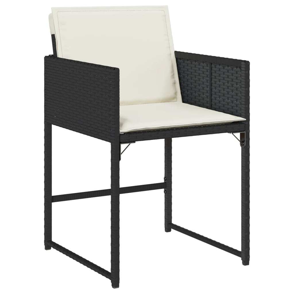 Patio Chairs with Cushions 4 pcs Black Poly Rattan