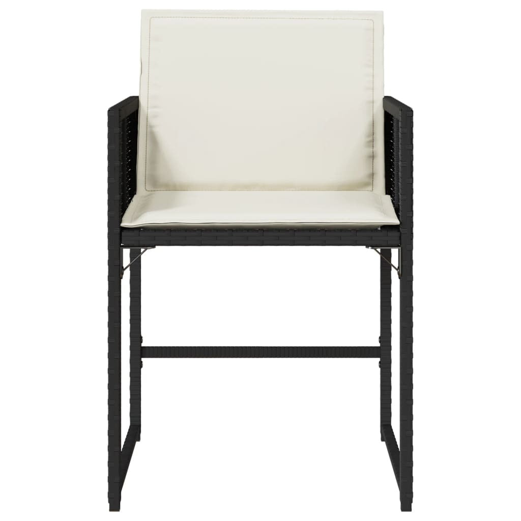 Patio Chairs with Cushions 4 pcs Black Poly Rattan