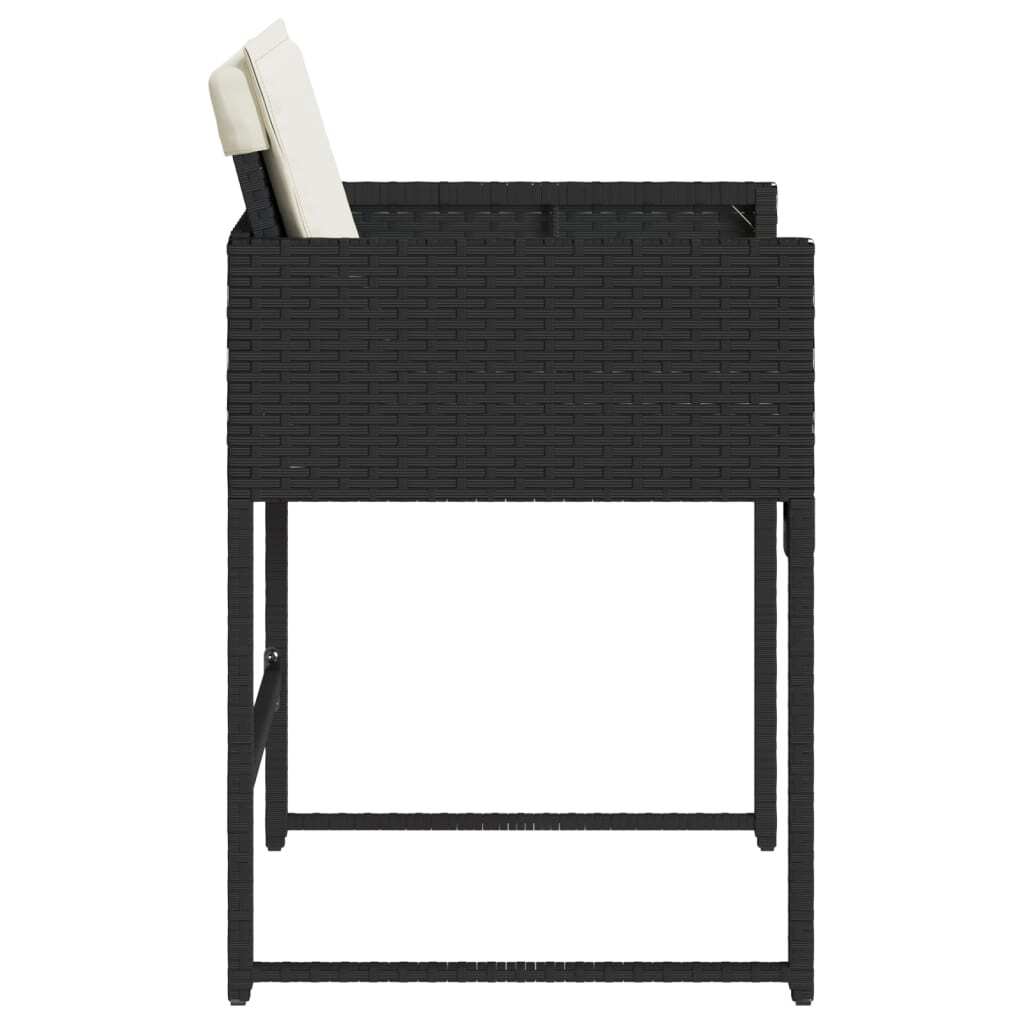 Patio Chairs with Cushions 4 pcs Black Poly Rattan