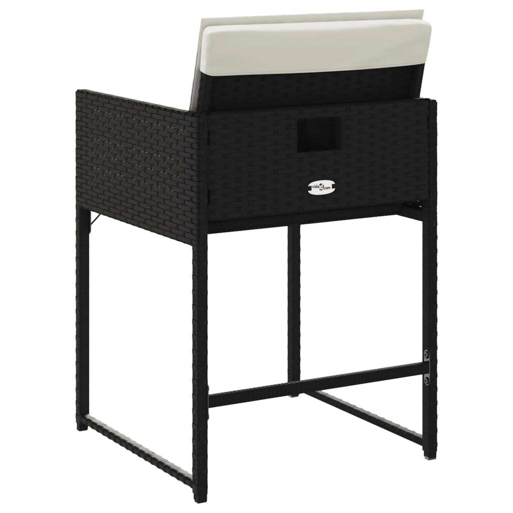 Patio Chairs with Cushions 4 pcs Black Poly Rattan