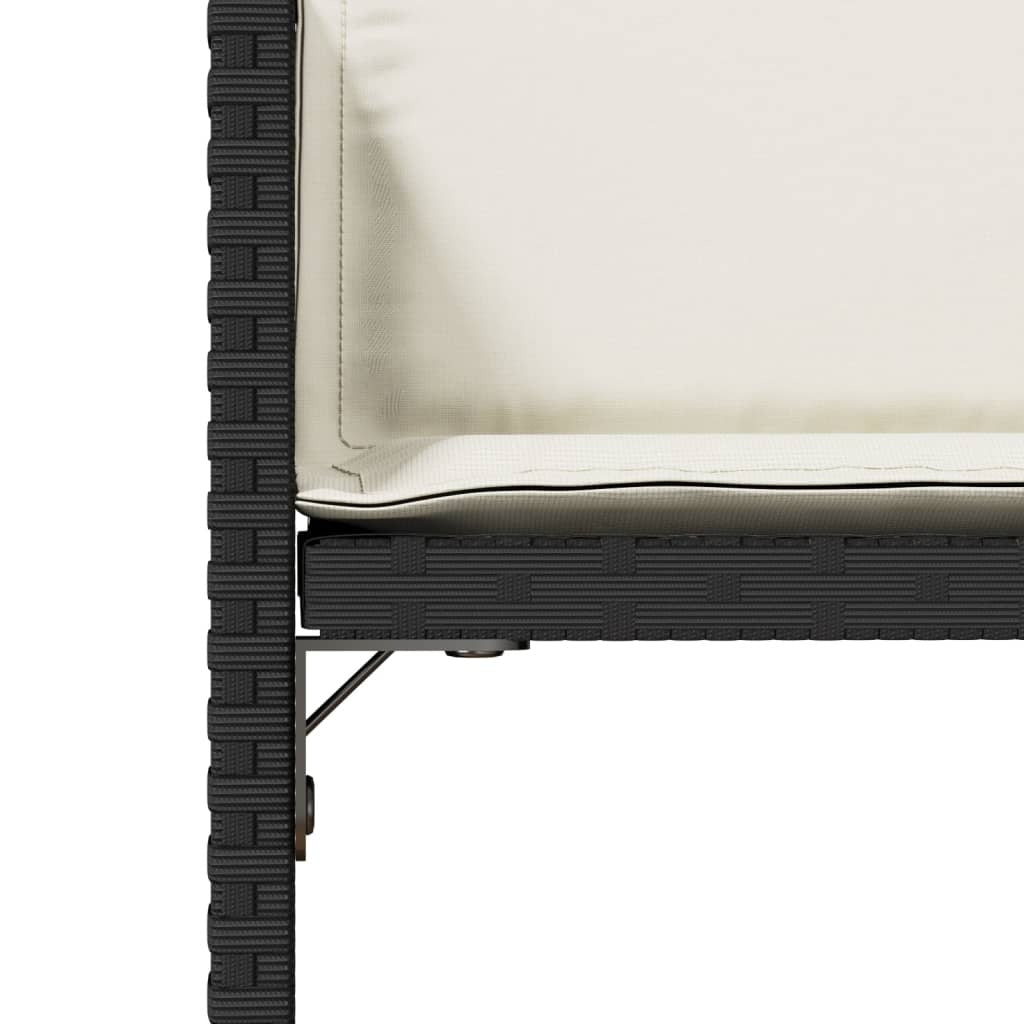 Patio Chairs with Cushions 4 pcs Black Poly Rattan