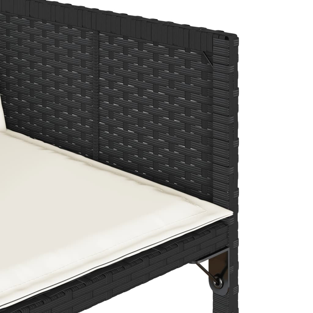 Patio Chairs with Cushions 4 pcs Black Poly Rattan
