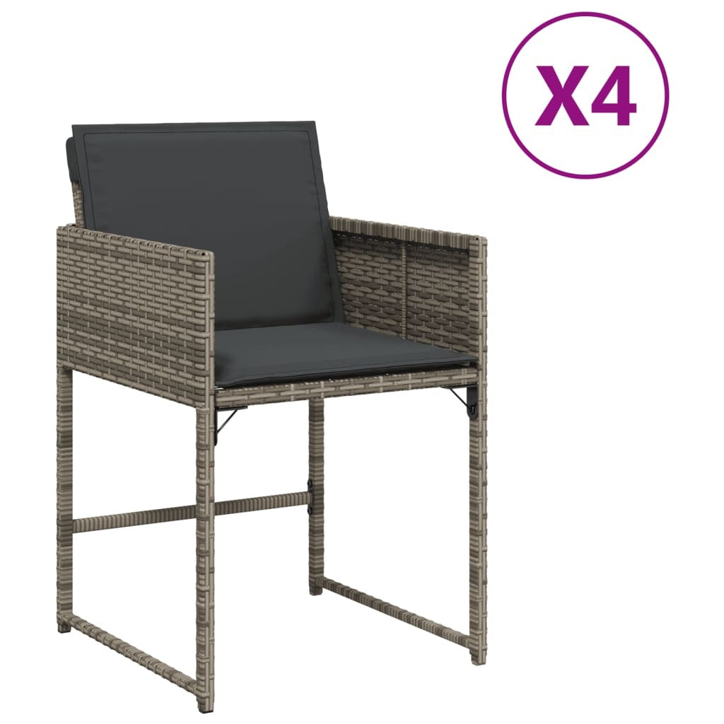 Patio Chairs with Cushions 4 pcs Gray Poly Rattan