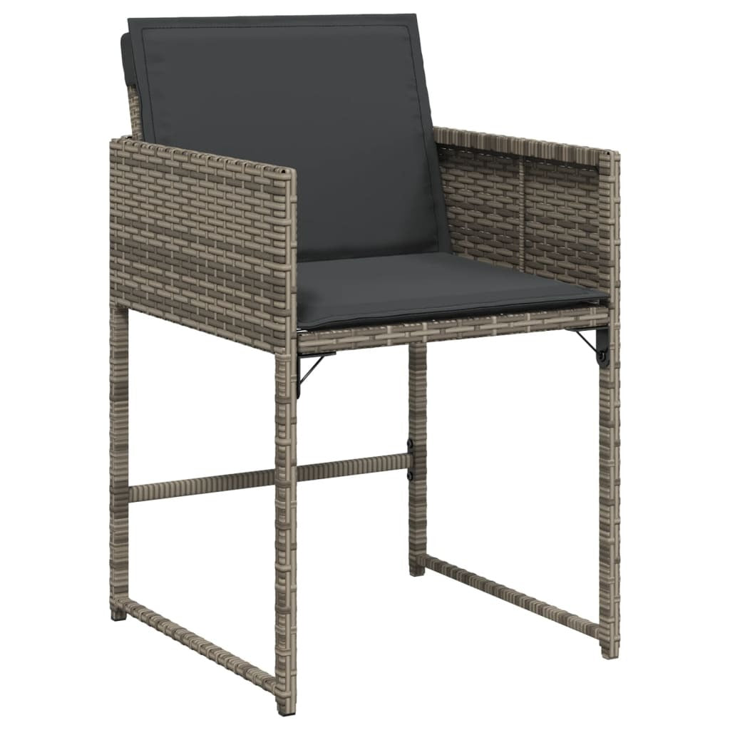Patio Chairs with Cushions 4 pcs Gray Poly Rattan