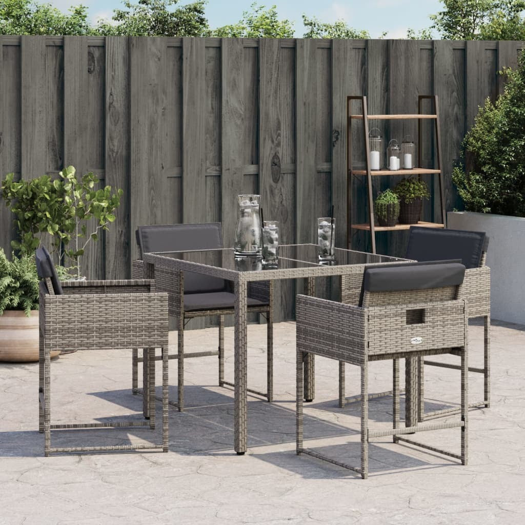 Patio Chairs with Cushions 4 pcs Gray Poly Rattan