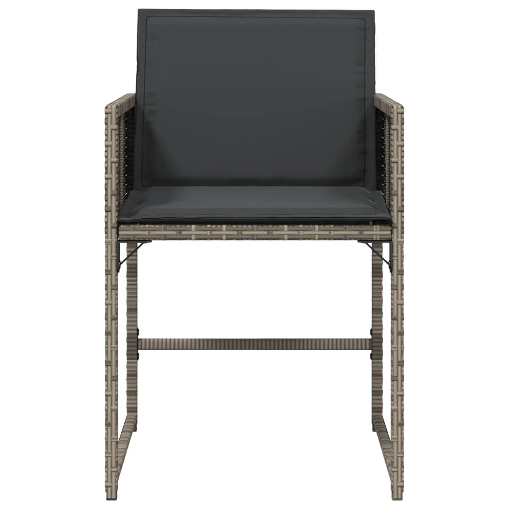 Patio Chairs with Cushions 4 pcs Gray Poly Rattan