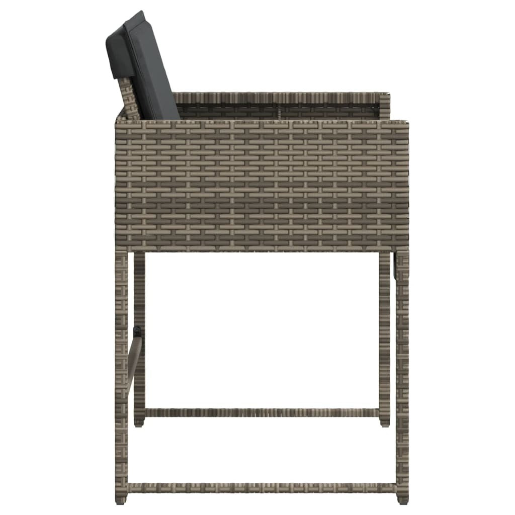 Patio Chairs with Cushions 4 pcs Gray Poly Rattan