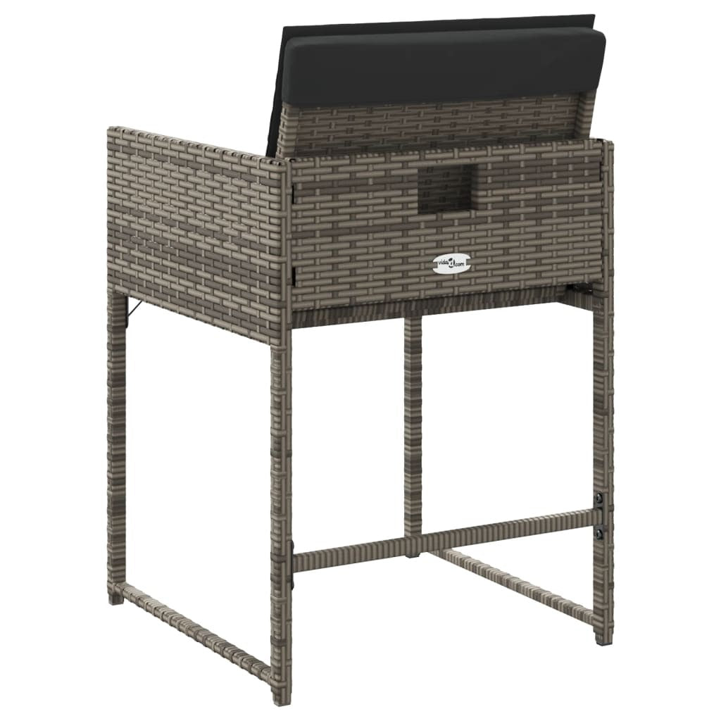 Patio Chairs with Cushions 4 pcs Gray Poly Rattan