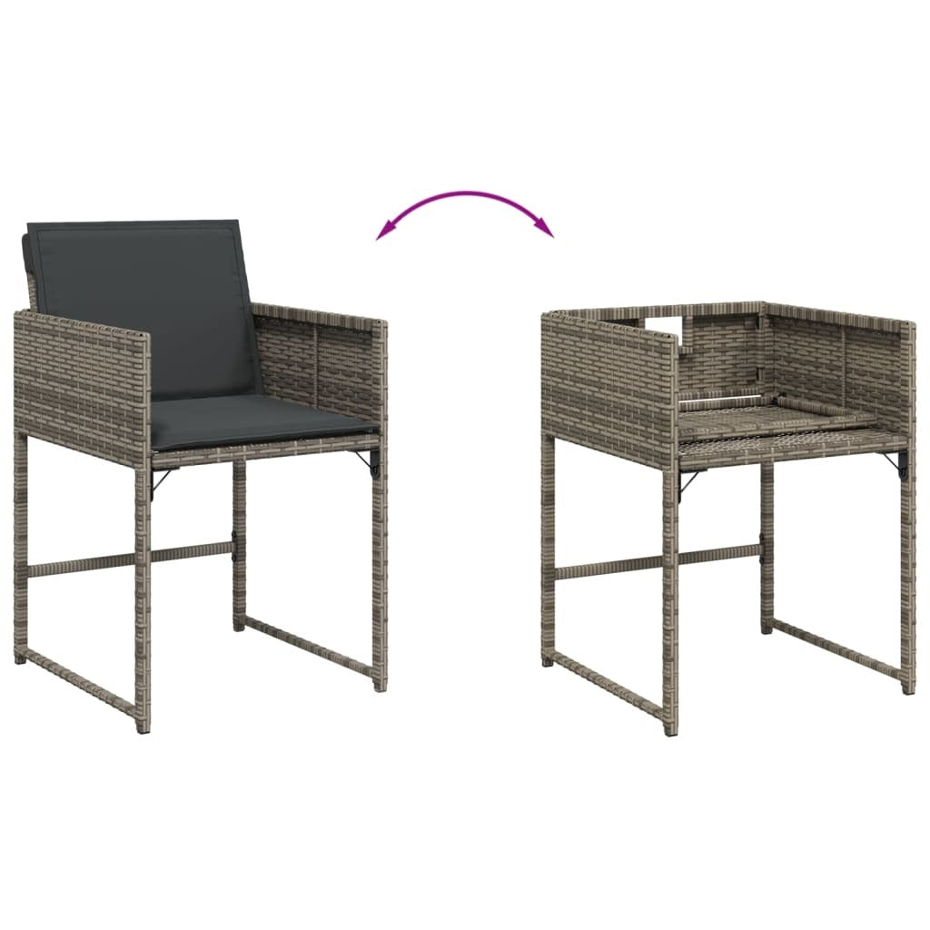 Patio Chairs with Cushions 4 pcs Gray Poly Rattan