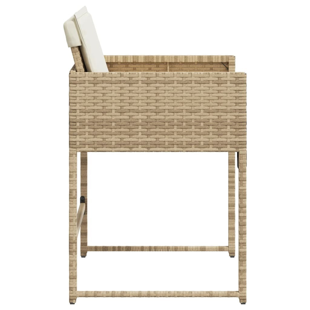 Patio Chairs with Cushions 4 pcs Beige Poly Rattan