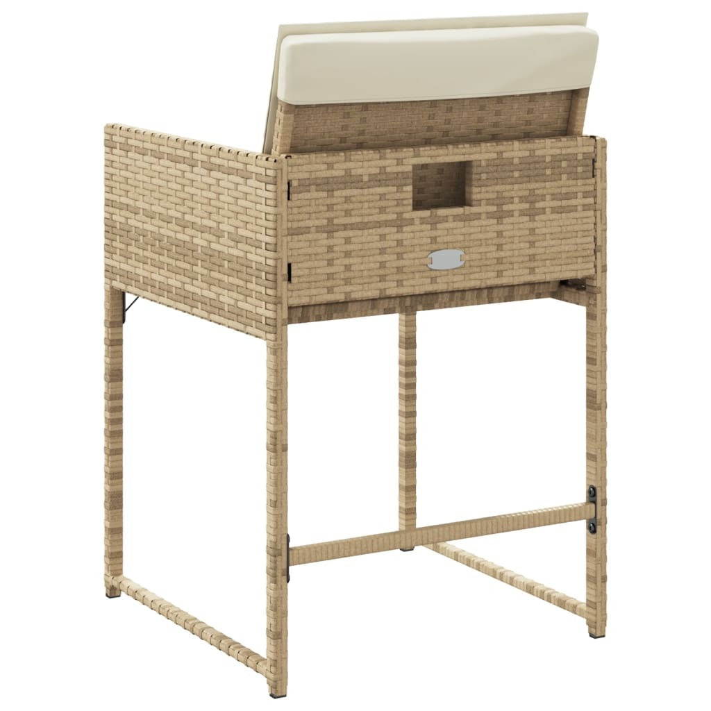 Patio Chairs with Cushions 4 pcs Beige Poly Rattan