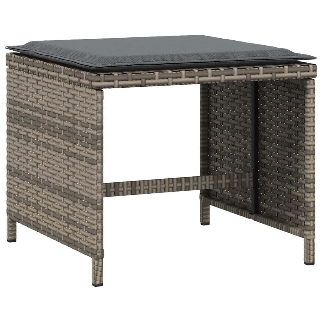 Patio Stools with Cushions 4 pcs Gray 15.7"x15.7"x13.8" Poly Rattan