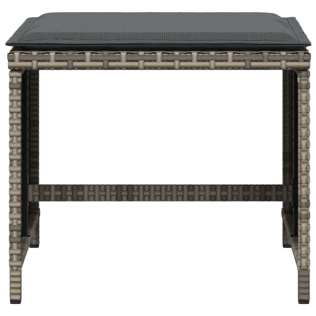 Patio Stools with Cushions 4 pcs Gray 15.7"x15.7"x13.8" Poly Rattan