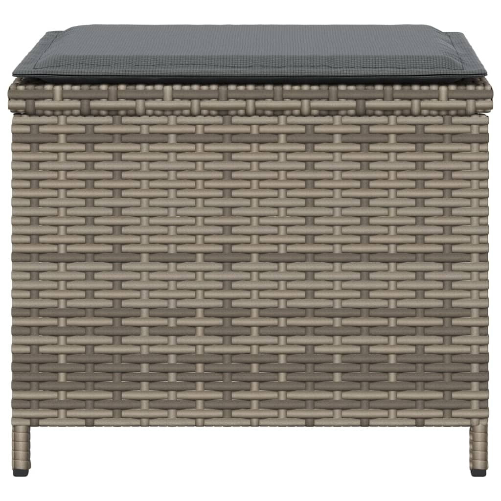 Patio Stools with Cushions 4 pcs Gray 15.7"x15.7"x13.8" Poly Rattan