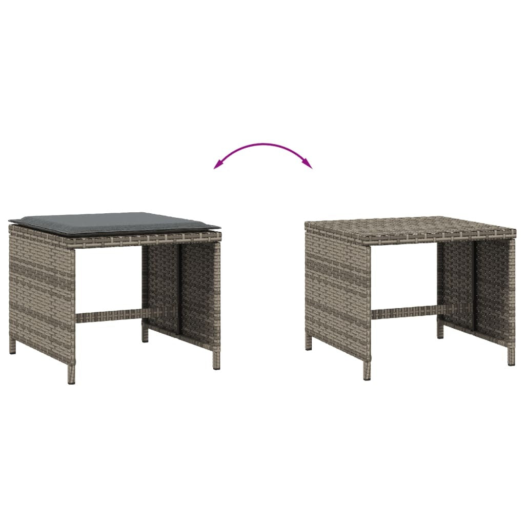 Patio Stools with Cushions 4 pcs Gray 15.7"x15.7"x13.8" Poly Rattan
