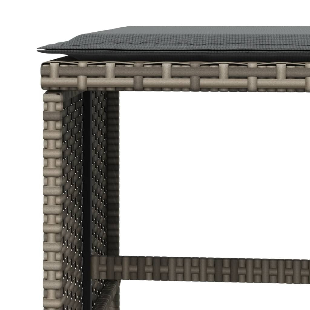 Patio Stools with Cushions 4 pcs Gray 15.7"x15.7"x13.8" Poly Rattan