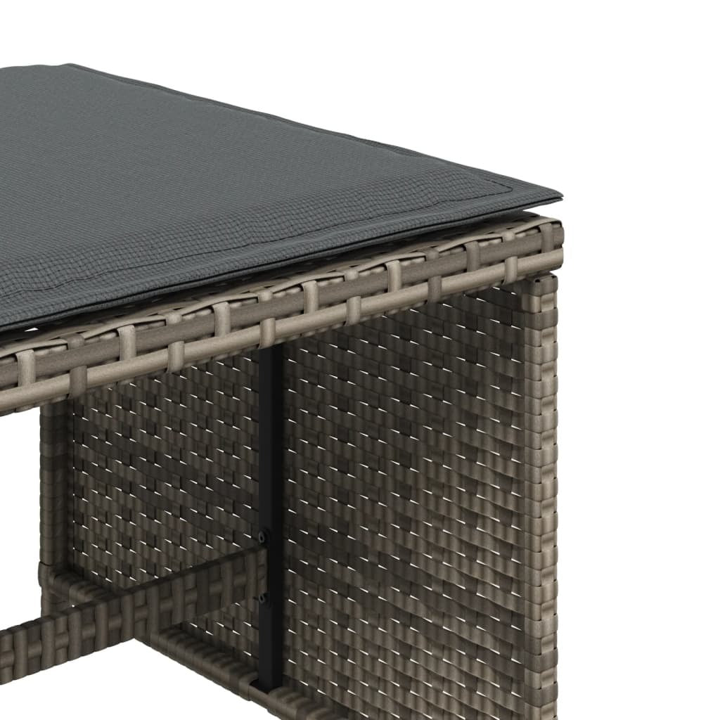 Patio Stools with Cushions 4 pcs Gray 15.7"x15.7"x13.8" Poly Rattan
