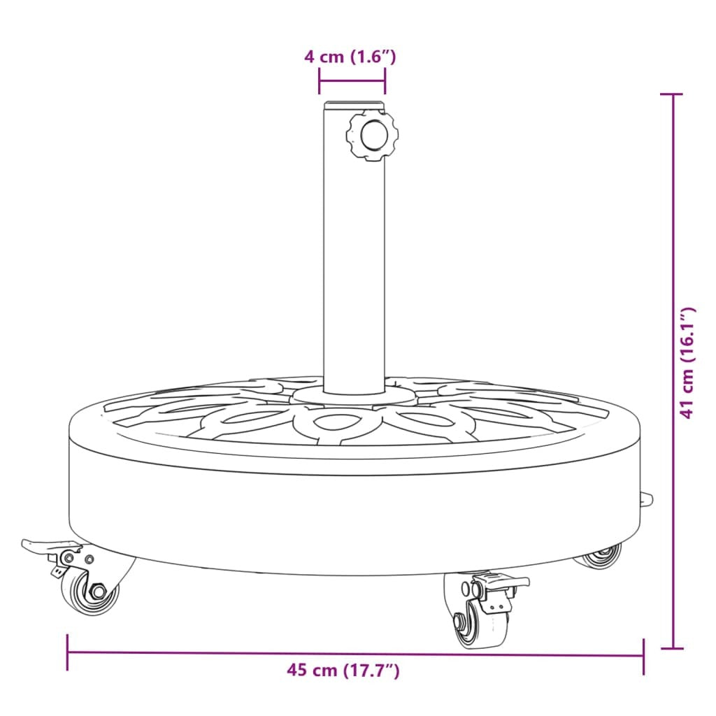 Parasol Base with Wheels for 1.5"/1.9" Poles 59.5 lb Round