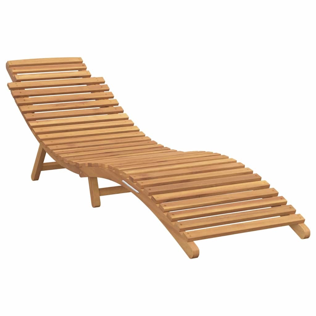 Sun Lounger Solid Teak Wood Brown