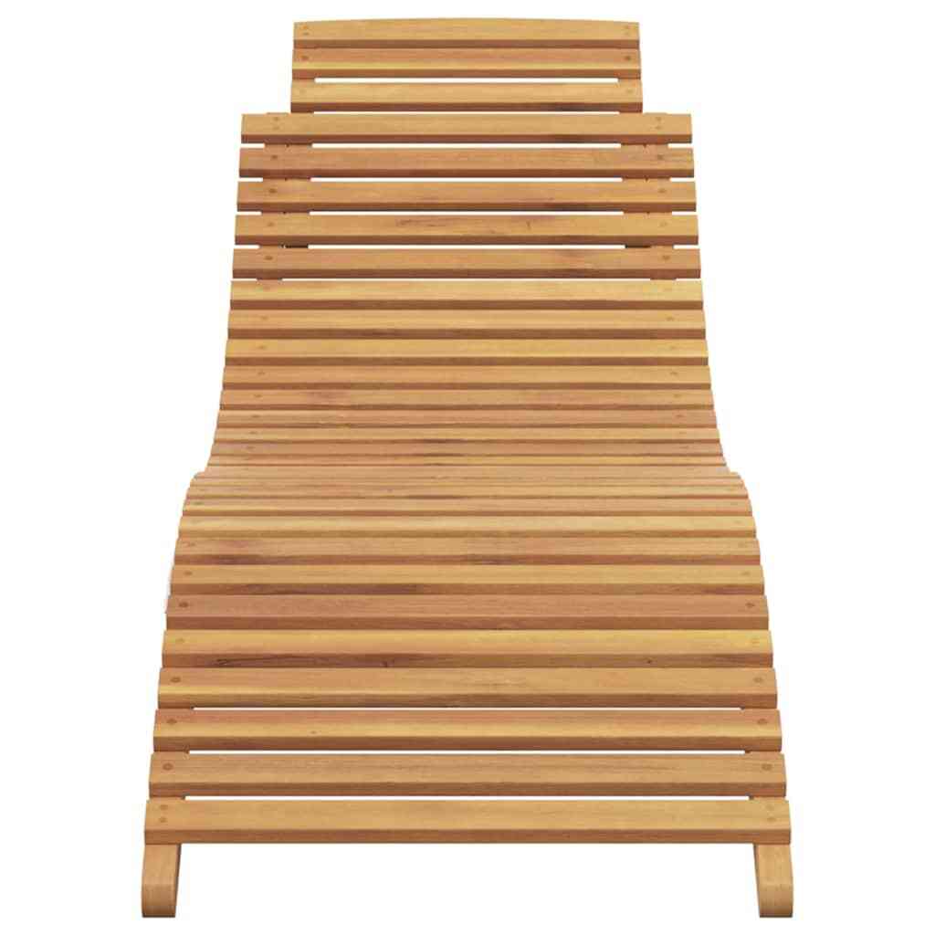 Sun Lounger Solid Teak Wood Brown