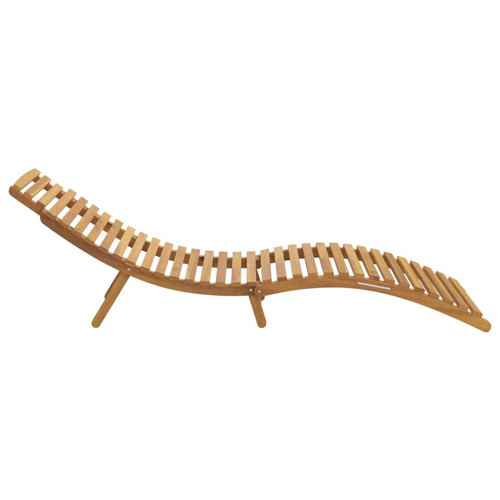 Sun Lounger Solid Teak Wood Brown