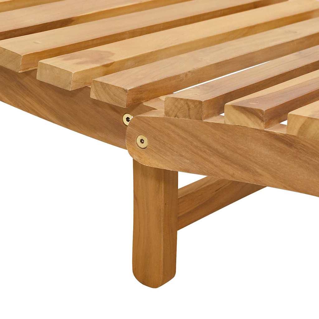 Sun Lounger Solid Teak Wood Brown
