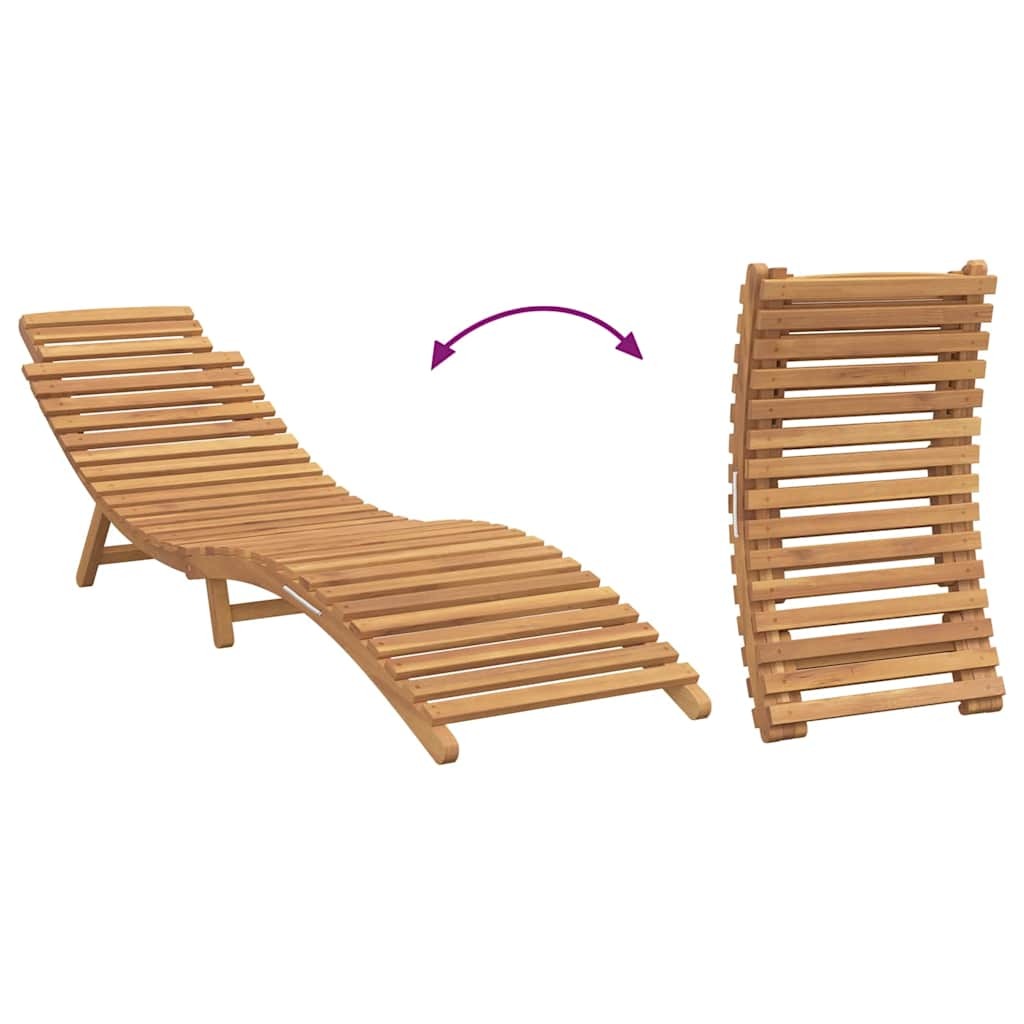 Sun Lounger Solid Teak Wood Brown