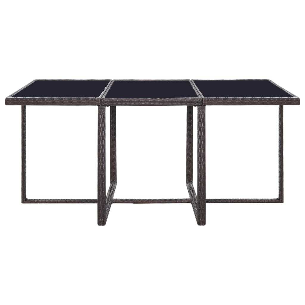 11 Piece Patio Dining Set with Cushions Poly Rattan Brown
