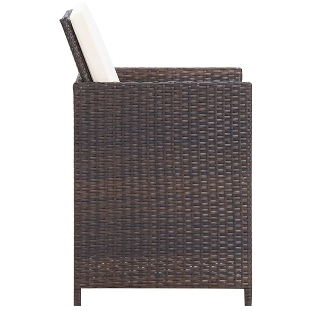 11 Piece Patio Dining Set with Cushions Poly Rattan Brown