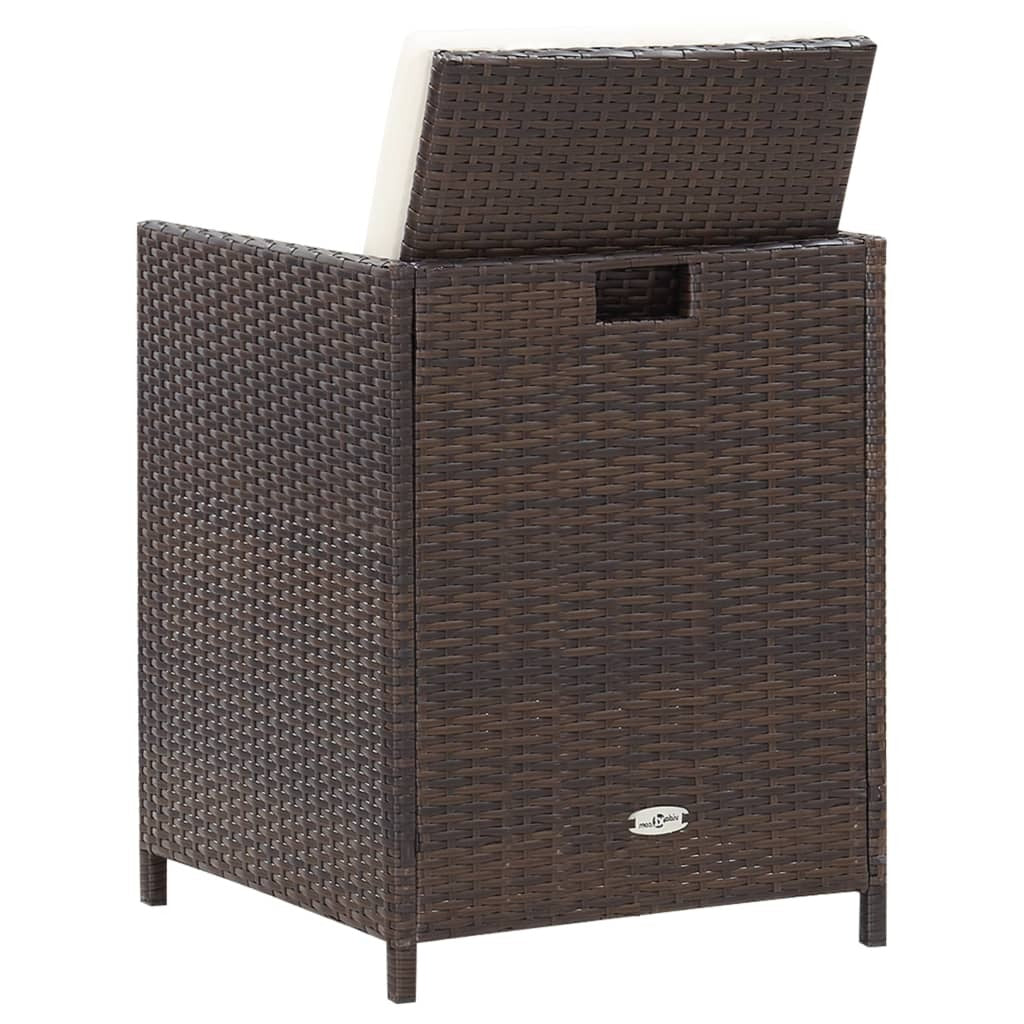 11 Piece Patio Dining Set with Cushions Poly Rattan Brown