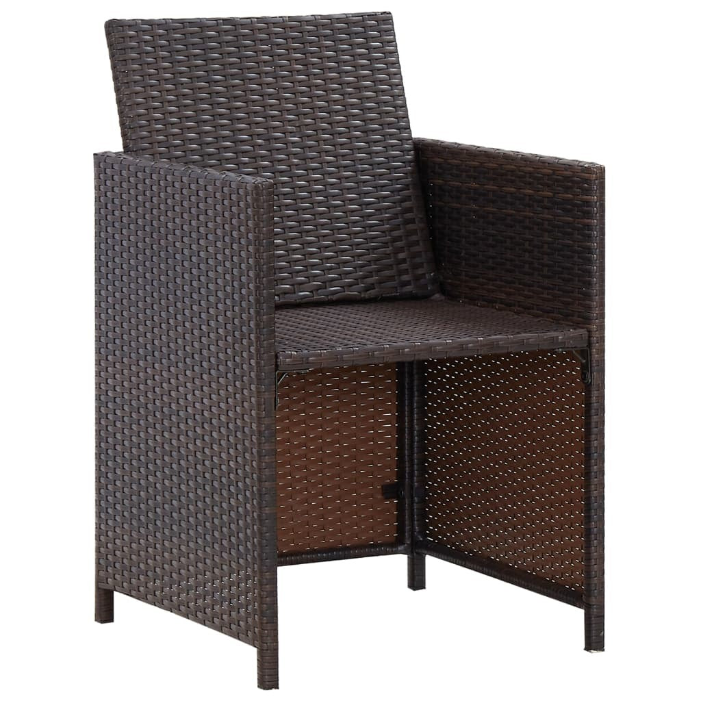 11 Piece Patio Dining Set with Cushions Poly Rattan Brown