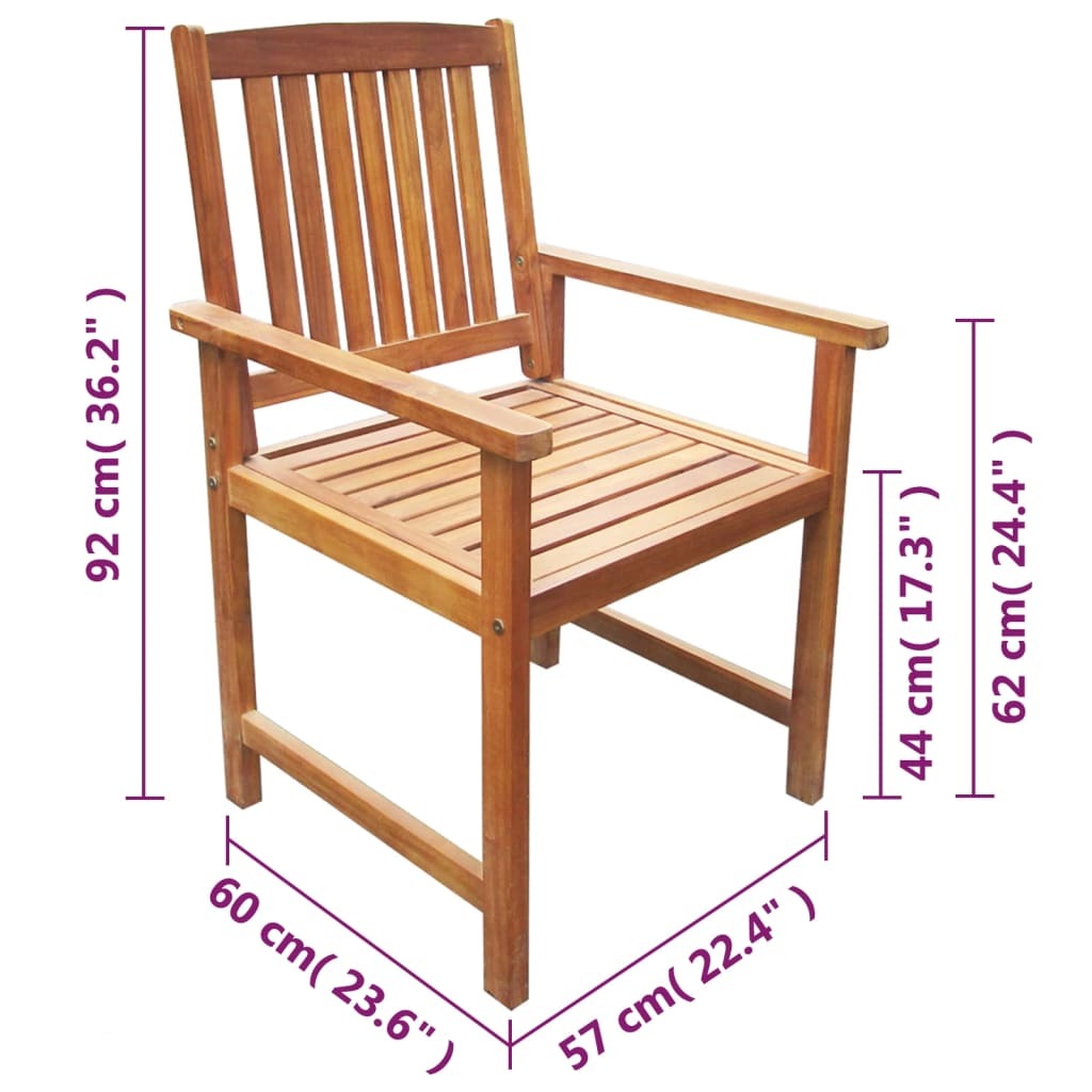 Patio Chairs 2 pcs Solid Acacia Wood Brown