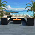 6 Piece Patio Lounge Set with Cushions Poly Rattan Black
