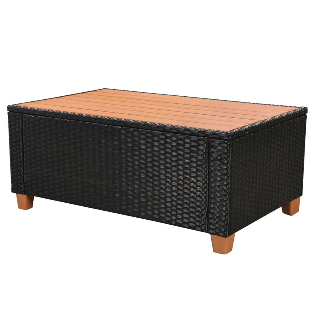 6 Piece Patio Lounge Set with Cushions Poly Rattan Black