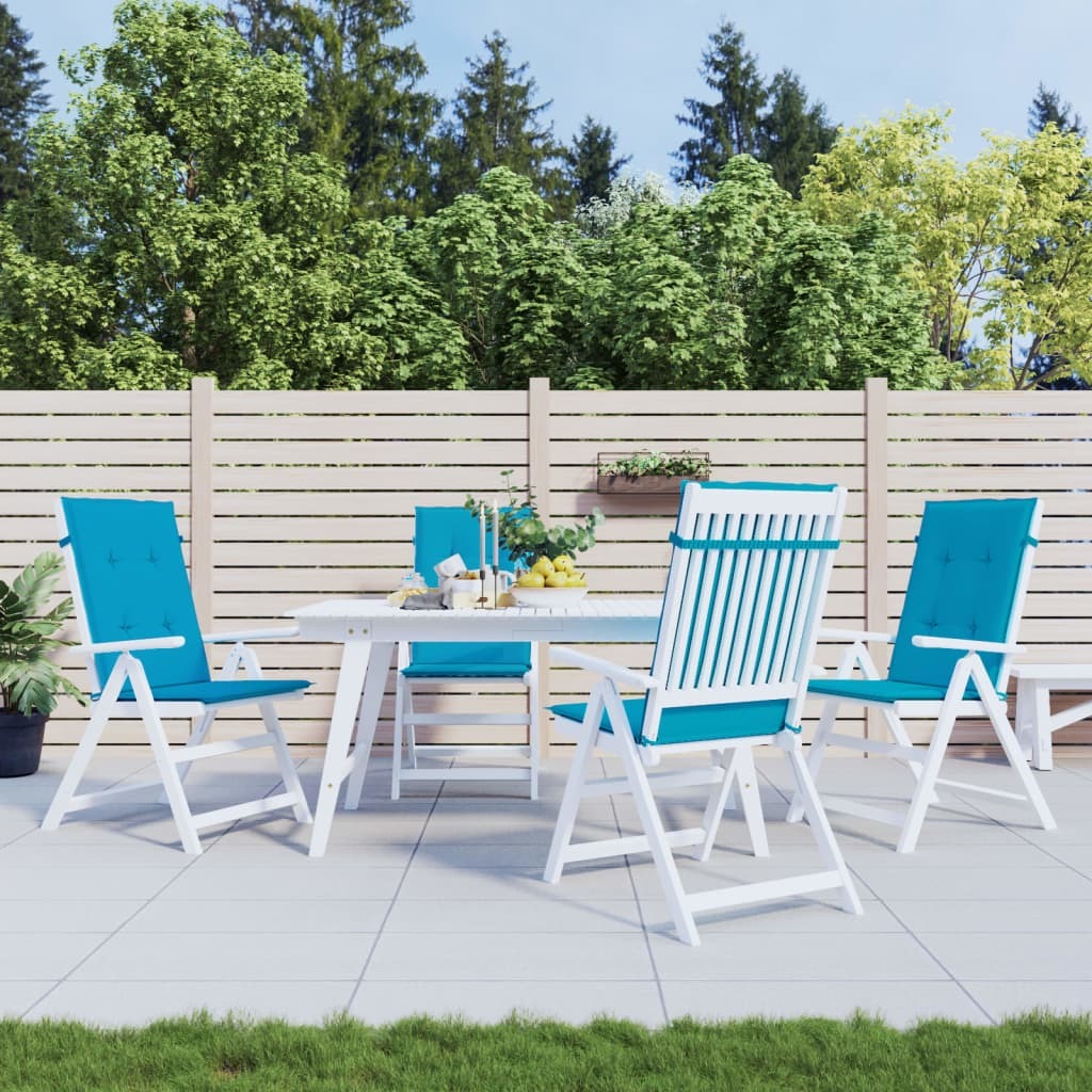 Garden Highback Chair Cushions 4 pcs Blue 47.2"x19.7"x1.2" Fabric
