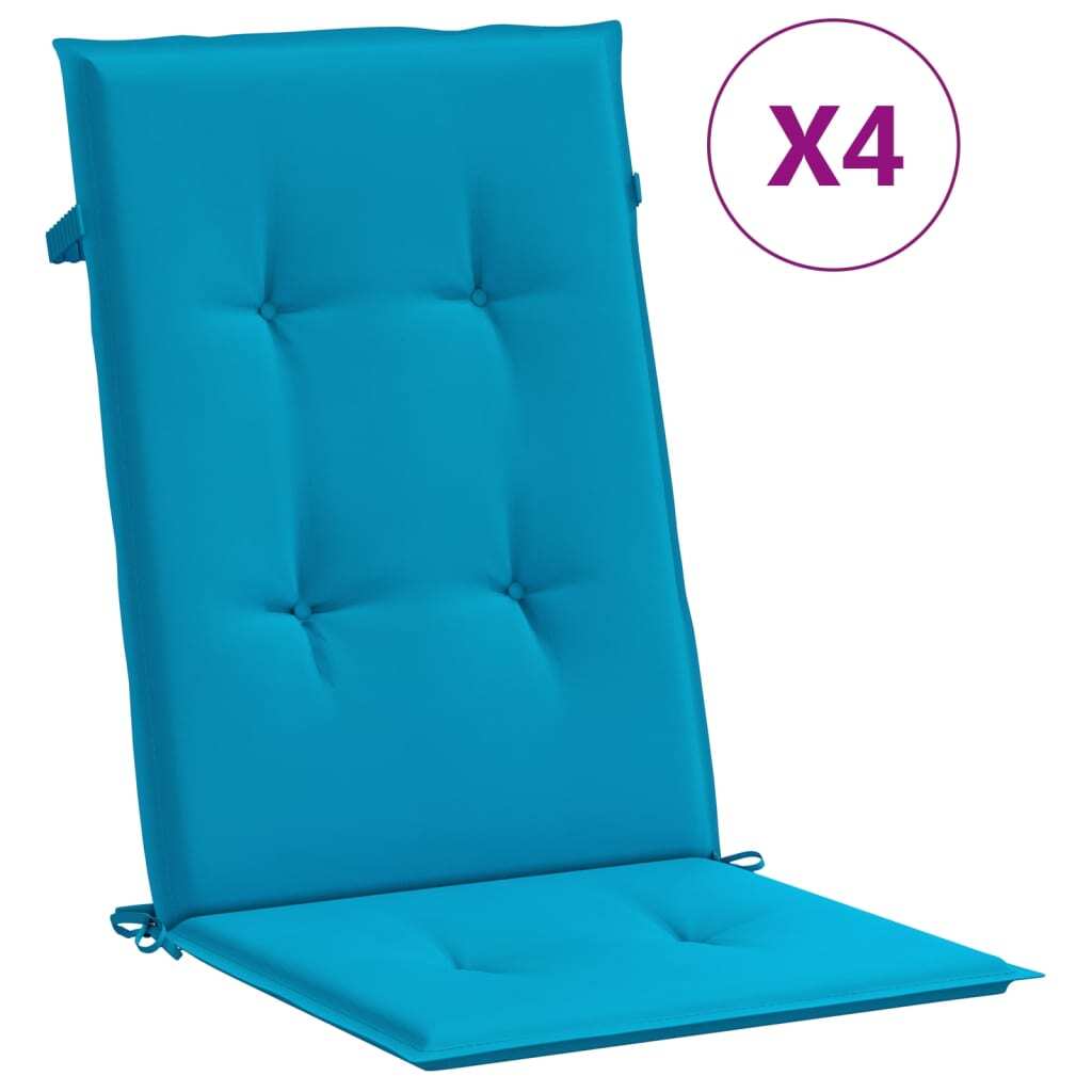 Garden Highback Chair Cushions 4 pcs Blue 47.2"x19.7"x1.2" Fabric