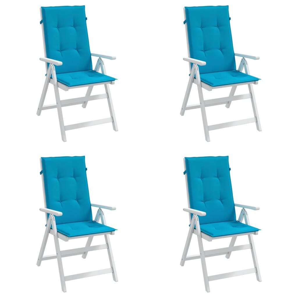 Garden Highback Chair Cushions 4 pcs Blue 47.2"x19.7"x1.2" Fabric