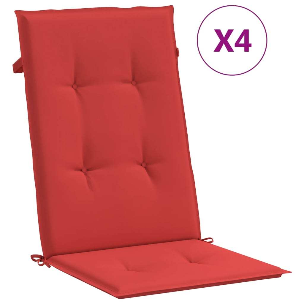 Garden Highback Chair Cushions 4 pcs Red 47.2"x19.7"x1.2" Fabric